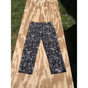 California style Black White Pants Size 10 Tropical Beach Palm‎ Summer